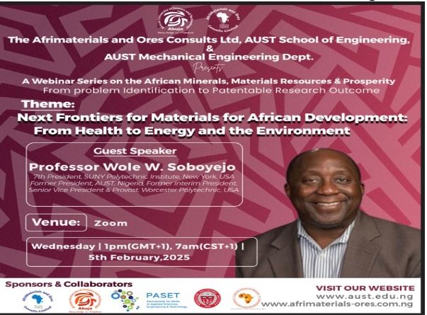 Prof. Soboyejo Speaks  On Materials for African Development As AUST Holds Webinar