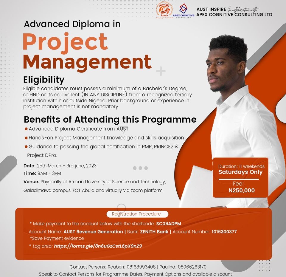 THE 3RD COHORT OF THE ADVANCED DIPLOMA IN PROJECT MANAGEMENT COMMENCES SATURDAY, MARCH 25, 2023